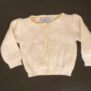 Vintage like new White Knit Baby Cardigan w buttons Marshall Fields Chicago